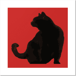 Black Cat Elegant Profile Minimalist Silhouette Posters and Art